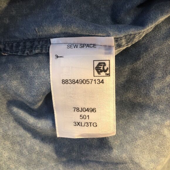 Tommy Hilfiger Denim Slim Fit Mens 3XL Button Up Down Shirt Long Sleeve Blue - Picture 9 of 11